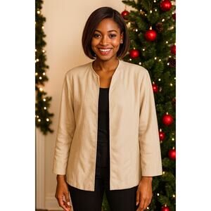 WinterSilks Silk Wool Blend Jacket Blazer Tan Lined Hook Closure Women’s 18